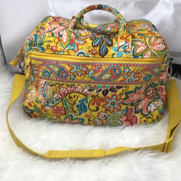 Vera Bradley Provençal Frame Large Yellow Floral Travel Bag - Picture 1 of 9